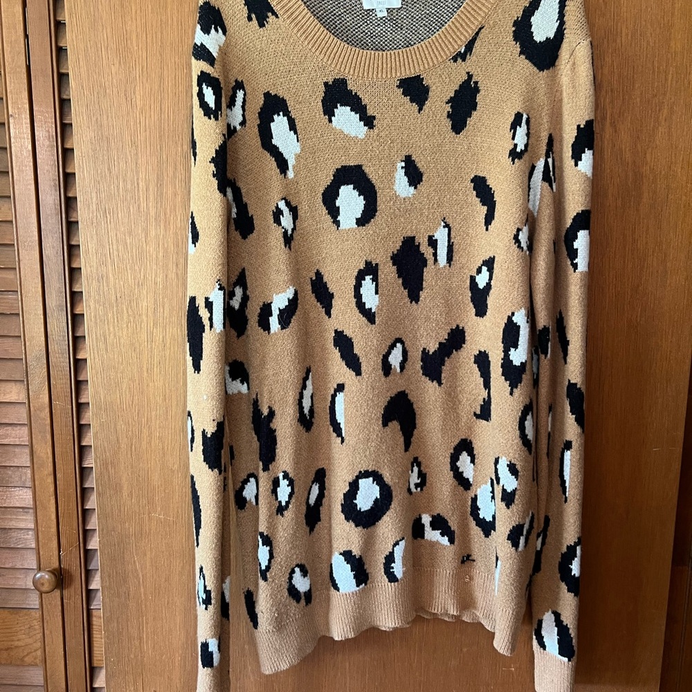 Leopard Print Tan Sweater